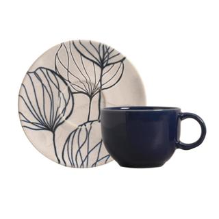 Conjunto com 6 Xícaras de Chá com Pires Coup Stoneware New Blue 220ml em Oferta na Shopee