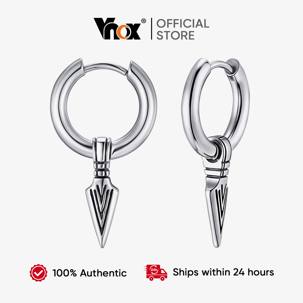 Vnox Triangular Spearhead Brincos Masculino Hardcore Acessório Hip Hop Dance Stage Impressionante Aço Afiado Estilo De R em Oferta na Shopee