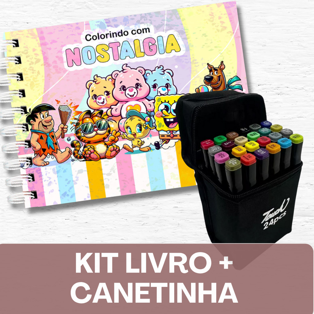 NOSTALGIA  Anos 80, 90 e 2000 – Livro de Colorir+ Canetinhas / 50 Folhas / Capa Holográfica em Oferta na Shopee