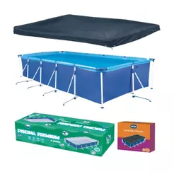 Piscina Retangular 7600 Litros Estruturada Premium com Capa Mor