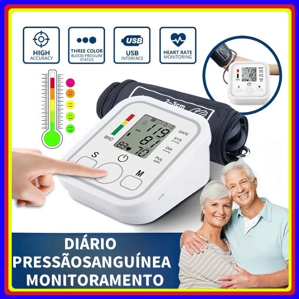 Monitor digital de pressão arterial de braço totalmente automático Aparelho Medidor De Pressão