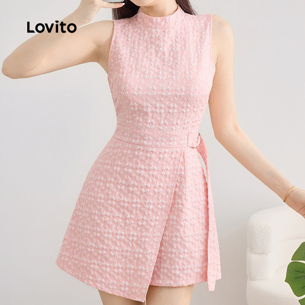 Lovito Macacão Casual Assimétrico com Fivela de Metal Primavera/verão Cor de rosa para Mulheres L143ED190 em Oferta na Shopee