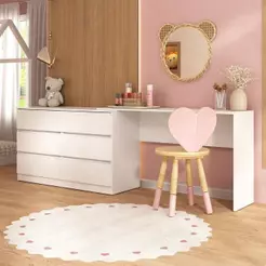Penteadeira Infantil 231,5cm Com 6 Gavetas Multimóveis Mp4403 Branco