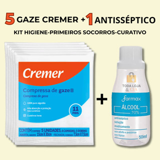 Kit Higiene 5 Gaze Cremer + 1 Antiseptico Farmax Primeiros Socorros Curativo Produtos Essenciais em Oferta na Shopee