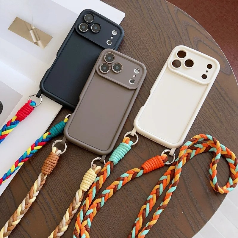Capa De Telefone Para iPhone 17 Pro Max , Cordão Trançado Colorido De Silicone , Macia 11 12 X XS XR 7 8 Plus 15 16 , Ca em Oferta na Shopee