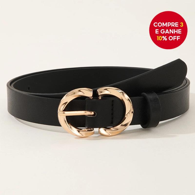 Cinto PU Com Fivela De Liga Dupla D Feminino – Alça Versátil E Requintada Leve Para Jeans/...
