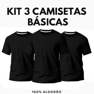 Kit 3 Camisetas Slim Fit Masculinas – Conforto e Qualidade em Algodão 100% em Oferta na Shopee