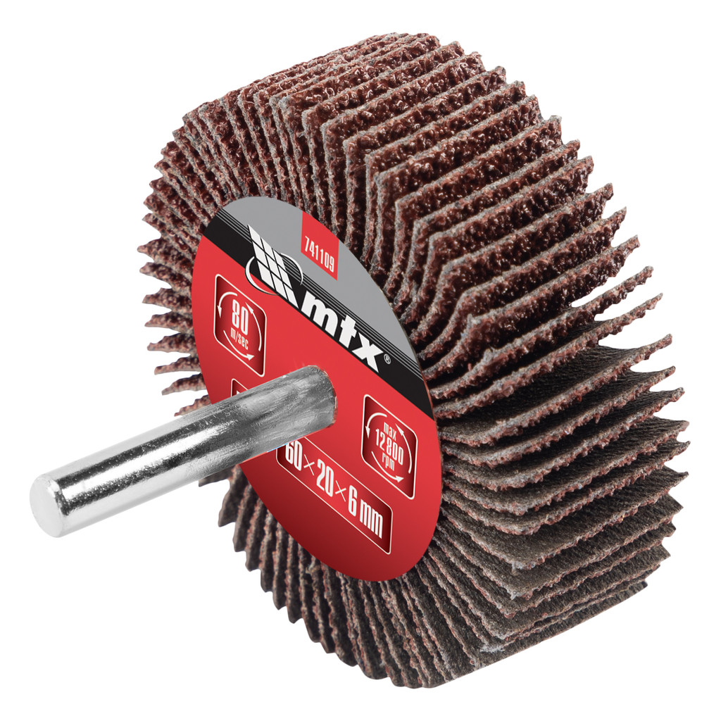 RODA DE LIXA COM HASTE PARA FURADEIRA, GRAO 40, 60 X 20 X 6MM, 1PC // MTX