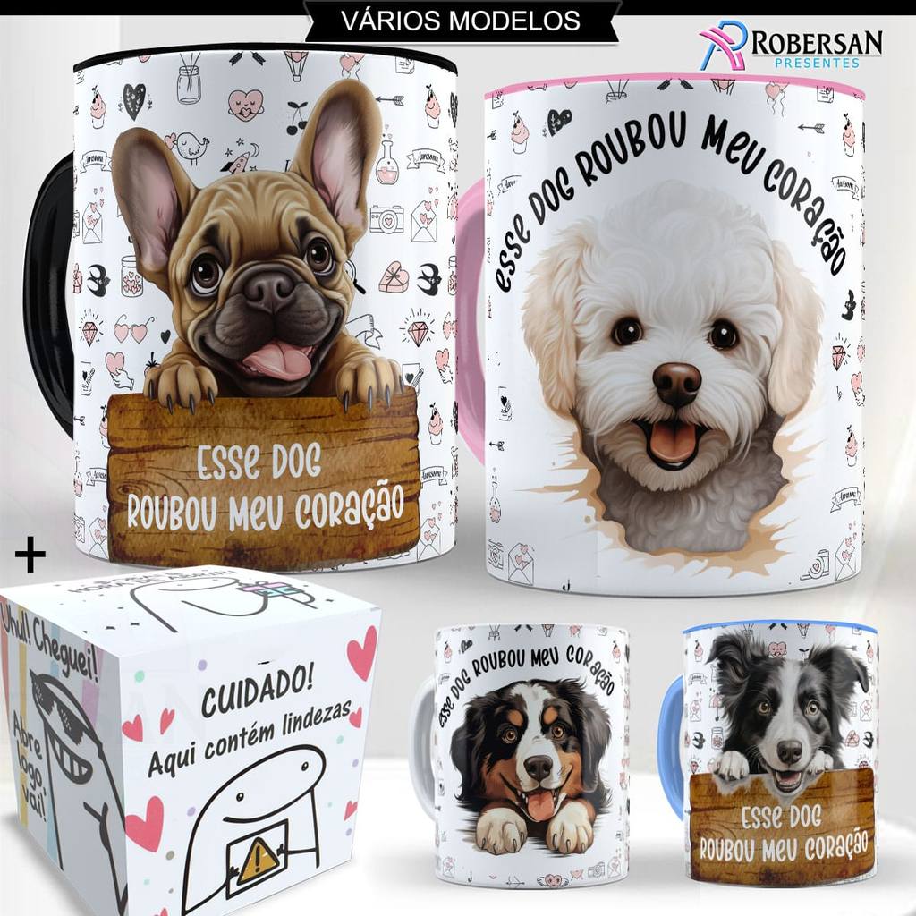 Caneca de Porcelana Raças de Cachorro Cachorrinho Dog Salsicha Cães Presente Pet Lover Dog Caramelo