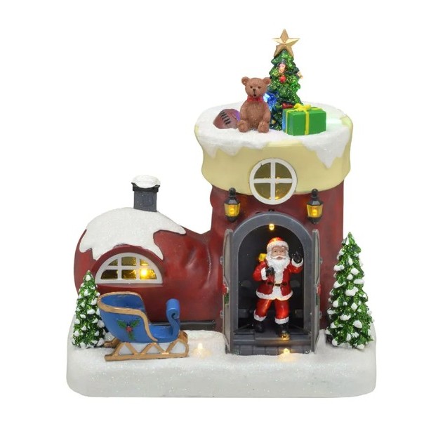 Cenário Natalino Musical Luz Som Movimento Enfeite Natal Papai Noel