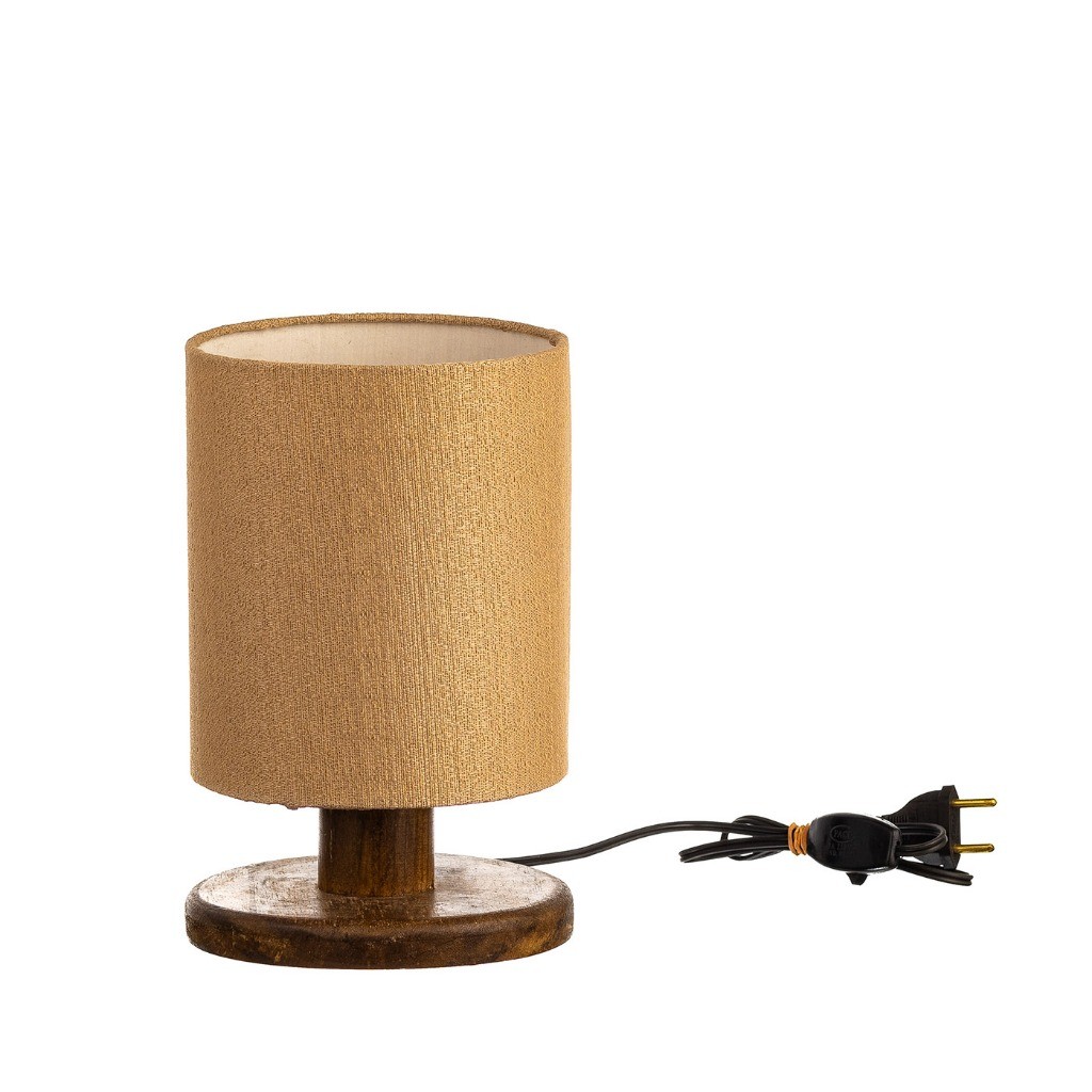 Abajur Luminária de Mesa Madeira Rústica Cúpula Linho Luxo Decoração Quarto Cabeceira