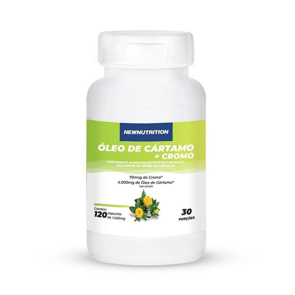 Óleo de Cártamo + Cromo - 120 Cápsulas - NewNutrition em Oferta na Shopee