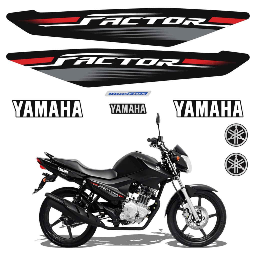 Kit Adesivos Para Yamaha Factor 125i 2017/2018 Moto Preta em Oferta na Shopee