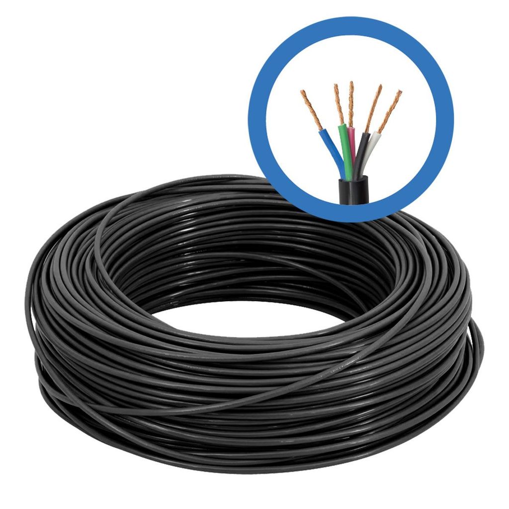 Cabo Pp Flexível Preto 5x1,5mm 25 Metros Acobreado 500v