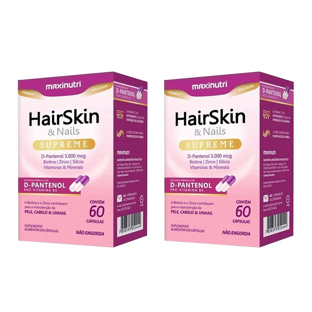 Kit 2 Hairskin Supreme & Nails Suplemento - 60 Caps - Maxinutri