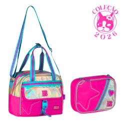 Kit Lancheira e Estojo Rebecca Bonbon Holo Shine - Clio Style Cor:Rosa