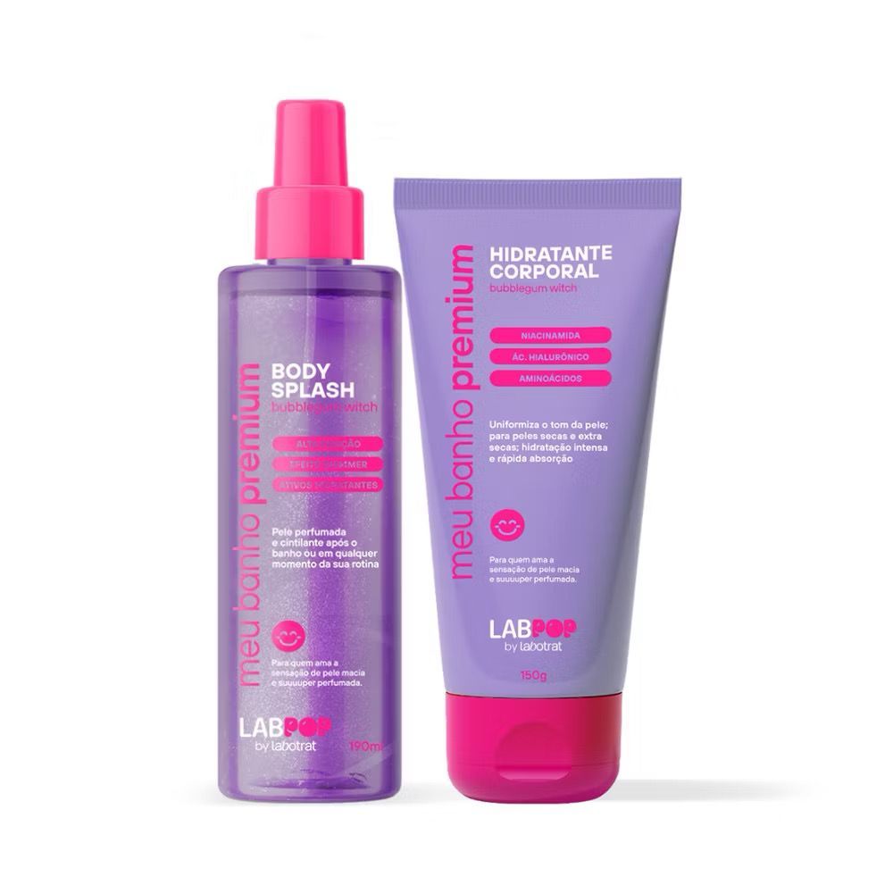 Kit Body Splash Shimmer + Hidratante Corporal Meu Banho Premium Labotrat