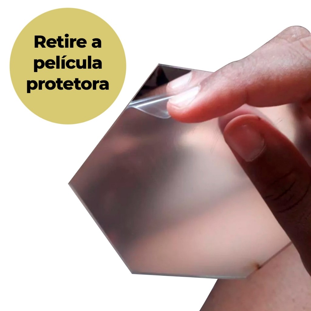 Espelhos Acrílico em formato Hexagono Kit com 10 Unidades 12x10cm - Achadinhos da Shopee — imagem 2 de 2