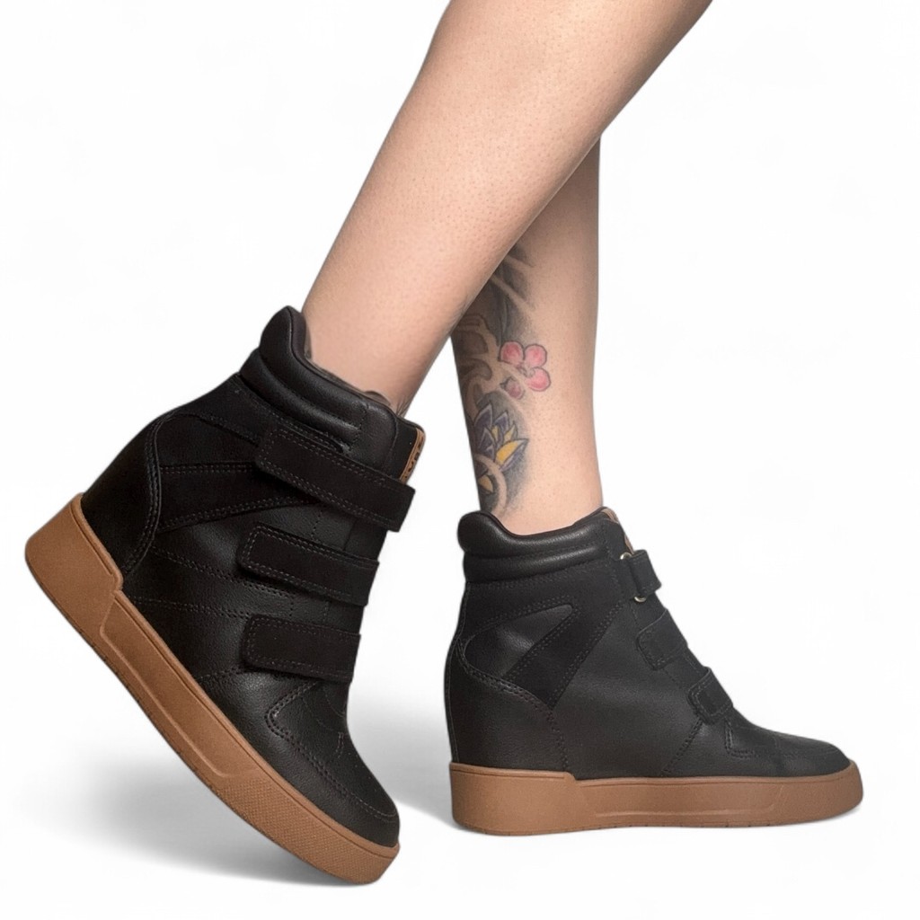 Bota Sneaker Retrô Preta Anabela Embutida Ramarim 2591202-4
