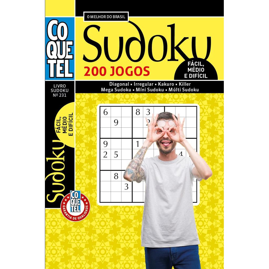 Coquetel | Sudoku 231 | 200 Jogos: Níveis Fácil, Médio e Difícil