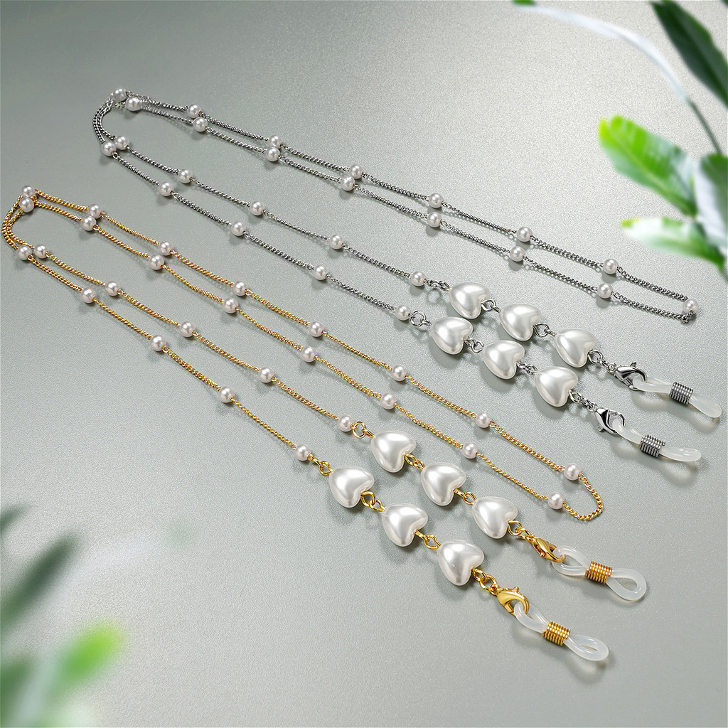 Corrente de óculos em forma de pérola, corrente de máscara, acessórios de moda feminina, colar de pérola, corrente de óc