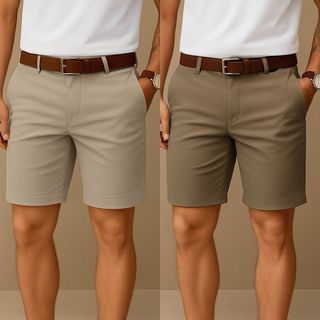 Kit 2 Bermuda Masculina Esporte Fino Sarja Alfaiataria Chino Premium