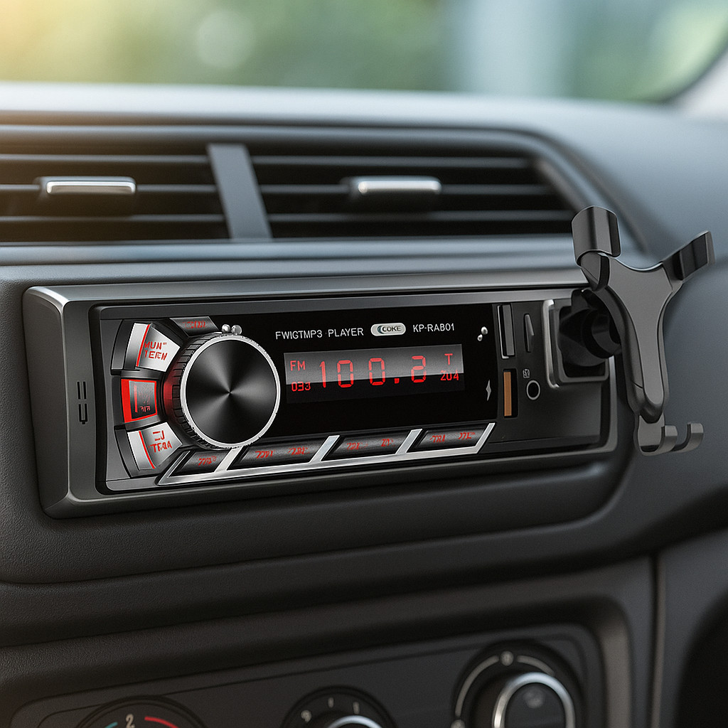 Rádio para Carro Bluetooth MP3 Display LED 60W x4 Com Microfone e Entrada Auxiliar Suporte para Celular em Oferta na Shopee