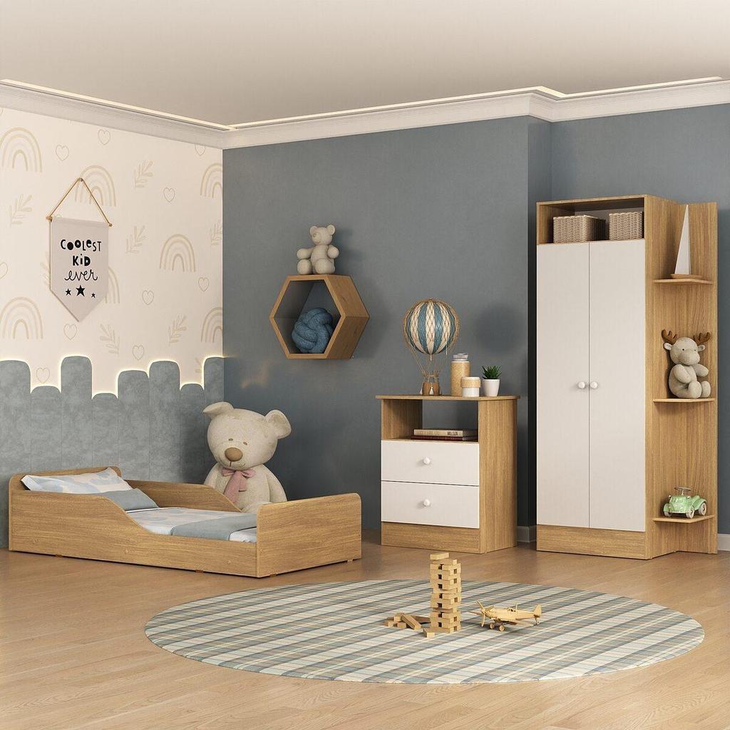 Quarto Infantil Completo com Minicama Montessoriana para Colchão 150x70cm Multimóveis MP4681