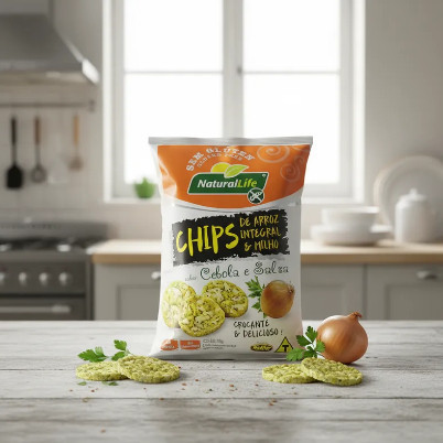 Chips Crocante Arroz Integral E Milho Cebola Salsa S Gliten em Oferta na Shopee