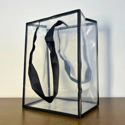 Sacola Transparente PVC Com Borda e Alça de Cordão Preto - 20x15x10cm - 1 unidade - Rizzo
