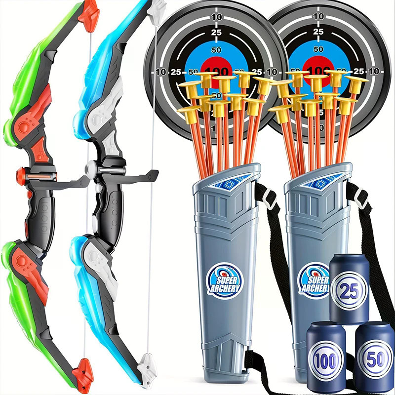 LED Luz Arco E Flecha Brinquedos Esportivos Ventosa Conjunto De Tiro Ao Ar Livre Para Crianças Jogo Educativo Meninos Pr