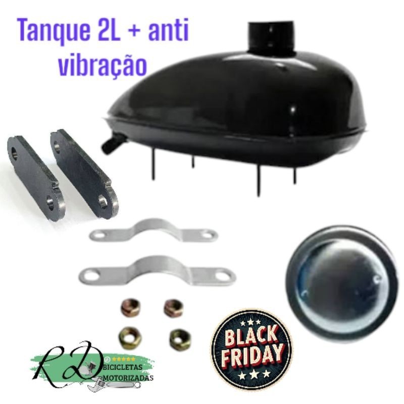tanque 2L bicicleta de motor 80cc + kit tampa e borrachas em Oferta na Shopee