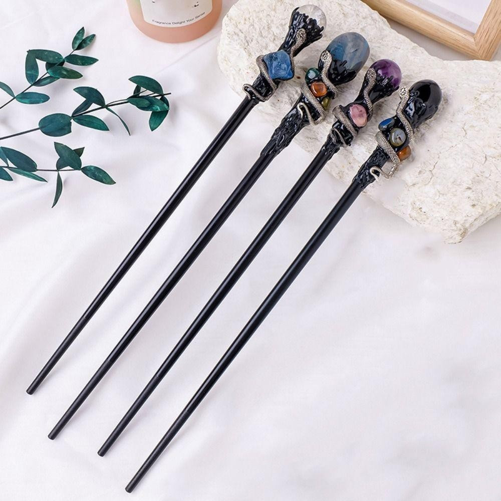 Varinha Mágica de Cristal Natural Xinlin Varinha de Bruxa Feita à Mão Cetro Esférico Durável