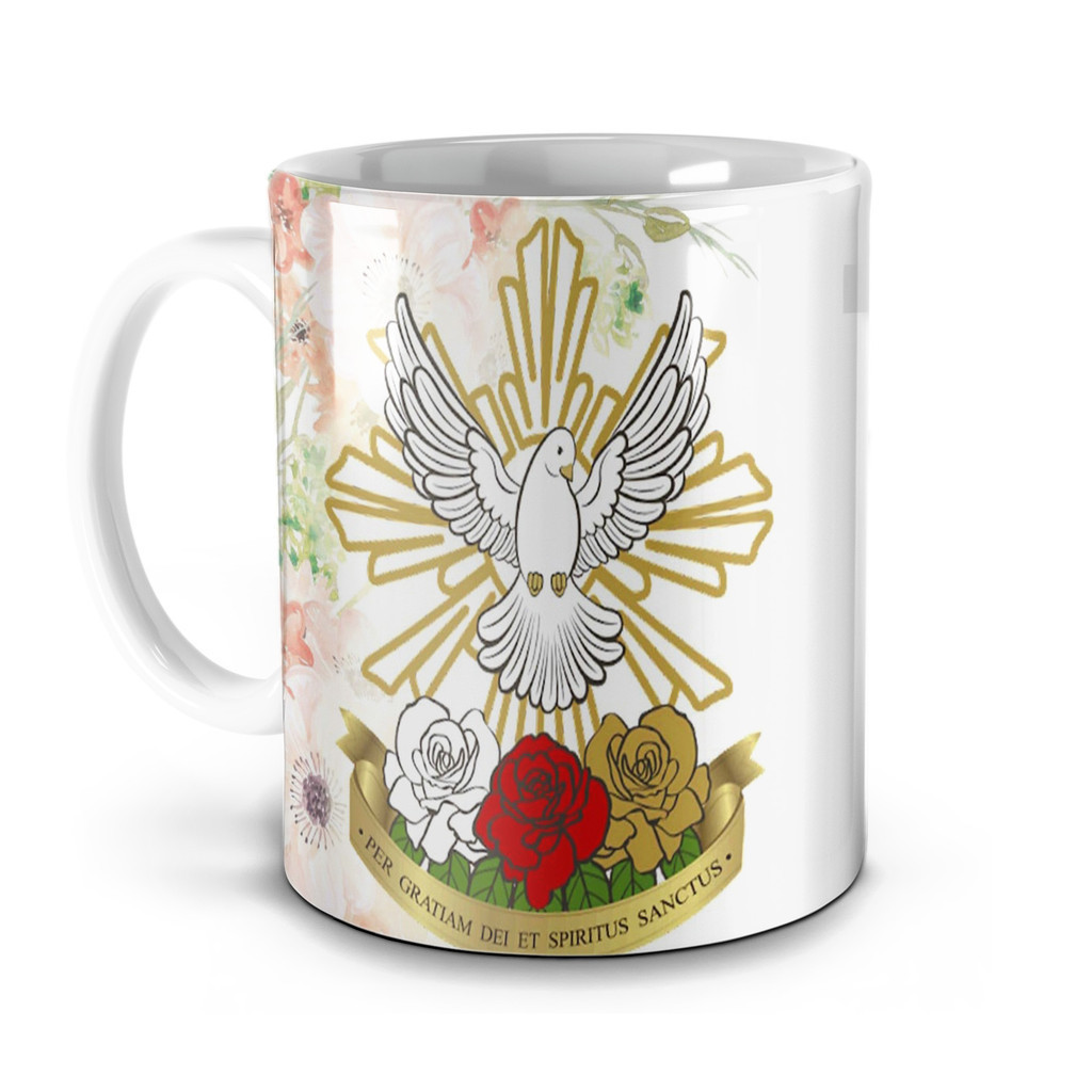 Caneca Branca Divino Espírito Santo – “Enviai o Vosso Espírito, e tudo será criado” - Presente de Fé e Esperança