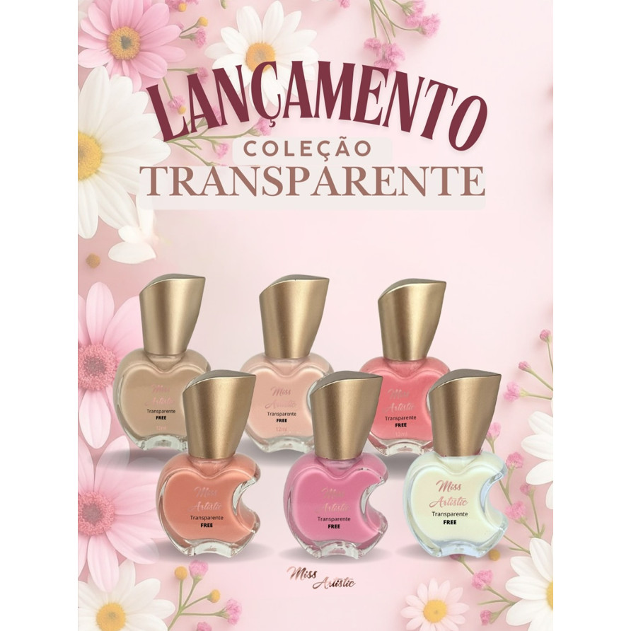MISS ARTISTIC - Coleção Transparentes 6 Esmaltes FREE - Escolha os Seus ! Translúcidos e Delicados em Oferta na Shopee