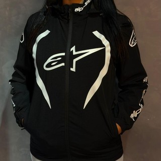 Corta Vento Alpi Feminino e Masculino Preto Forrado Motociclista Corta Casaco Corta Vento