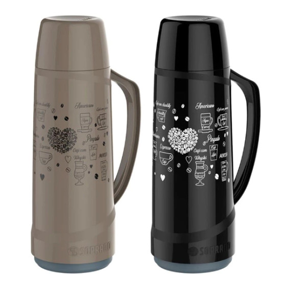 Garrafa Térmica Decorada 1,0L Bege ou Preto Chá Café Soprano em Oferta na Shopee