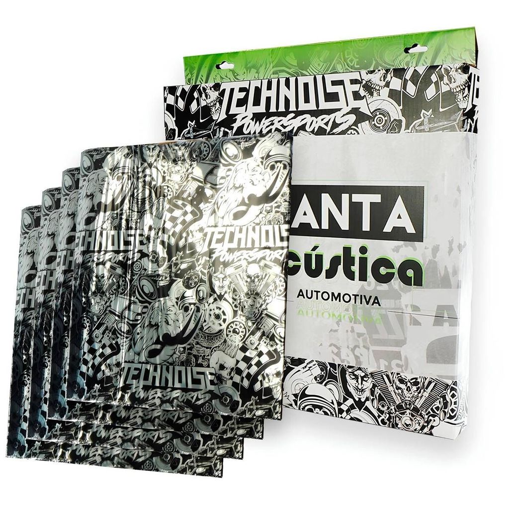 Manta Butílica Acústica Technoise 2,2mm Alumínio Kit Door 4 Folhas Alta Performance Som Carro
