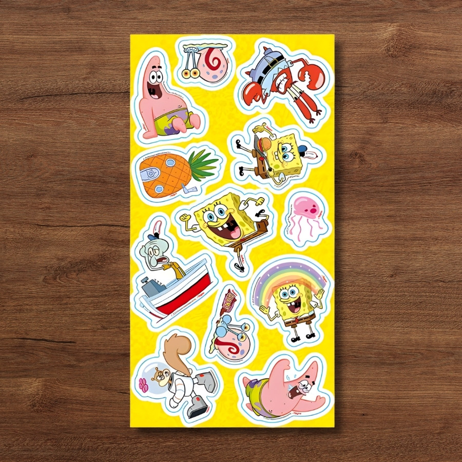 Adesivo Decorativo - Bob Esponja - 5x7cm - 12 unidades - Regina - Rizzo