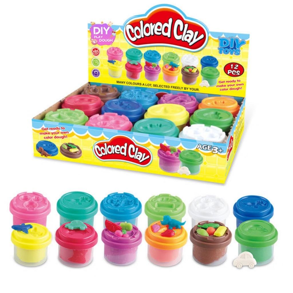 Kit Potes De Massinha de Modelar Infantil Divertida Com 12 Cores - Castela