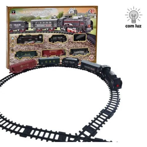 Trem Locomotivo Infantil Luz Trilhos Vagao Brinquedo Educativo Criatividade Diversao