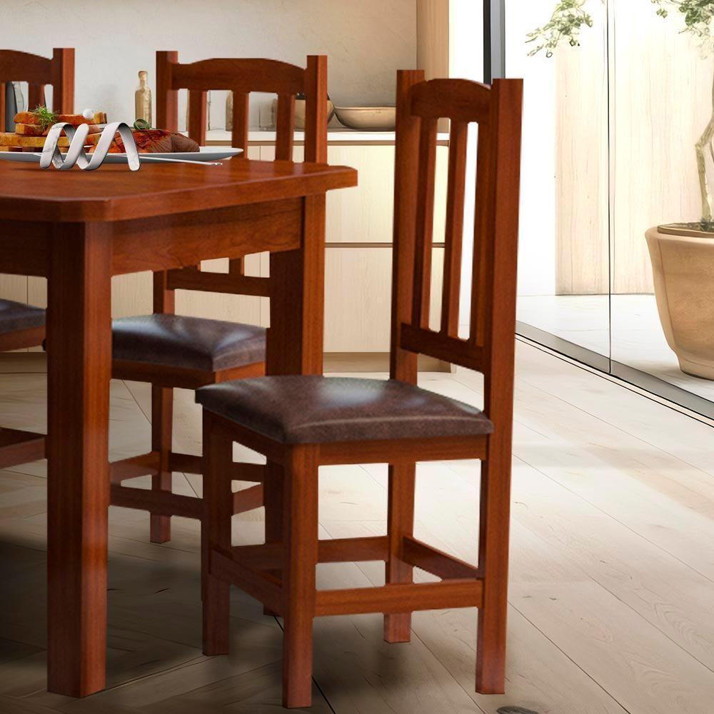 Kit Com 2 Cadeiras De Jantar Estofadas Madeira Maciça Castanho Diamante Repleta em Oferta na Shopee