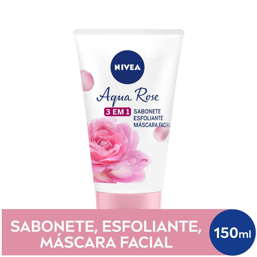 Aqua Rose 3 em 1 Nivea Sabonete, Esfoliante e Máscara Facial 150ml
