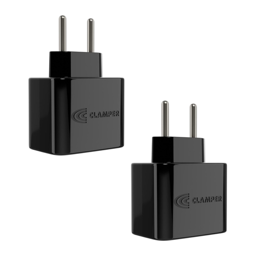 Kit com 2 Pocket 2 Pinos 10a - Dps Plug Protetor Raios Surtos Clamper LCF - Preto