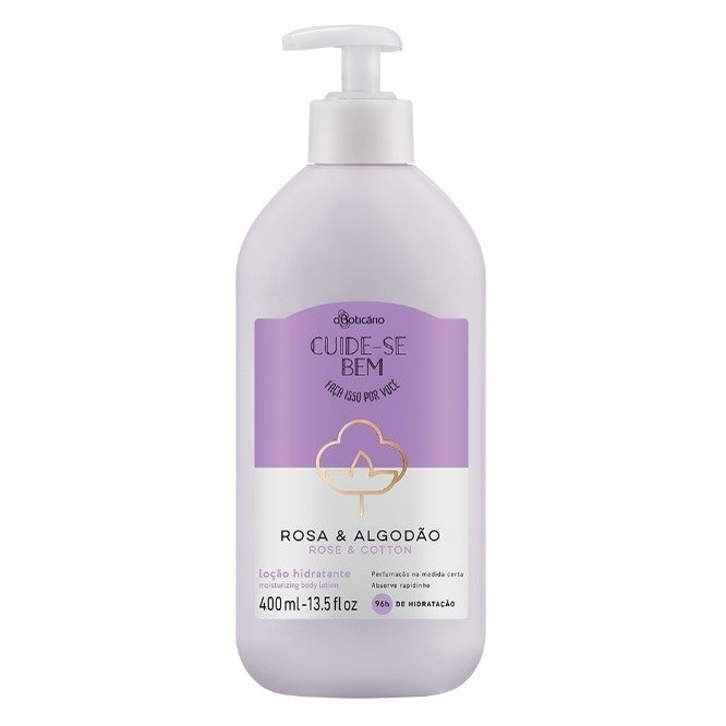 Boticário Loção Hidratante Desodorante Corporal Cuide-se Bem Rosa e Algodão 400ml
