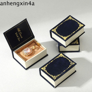 Caixa De Anel De Noivado ANHENGXIN , Em Forma De Livro De Veludo Com Tampa Articulada , Embalagem Criativa De Joias