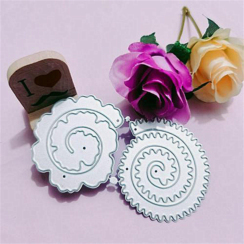 2pcs de Moldes de Corte em Espiral para Flores, Moldes de Corte em Metal de Aço Carbono, Moldes de Corte para Álbuns de