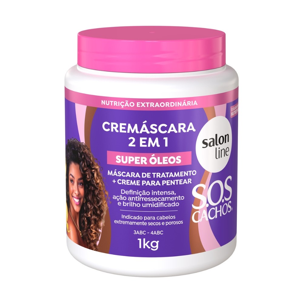 Creme Máscara 2 Em 1 S.o.s Cachos Super Óleos Salon Line 1kg em Oferta na Shopee