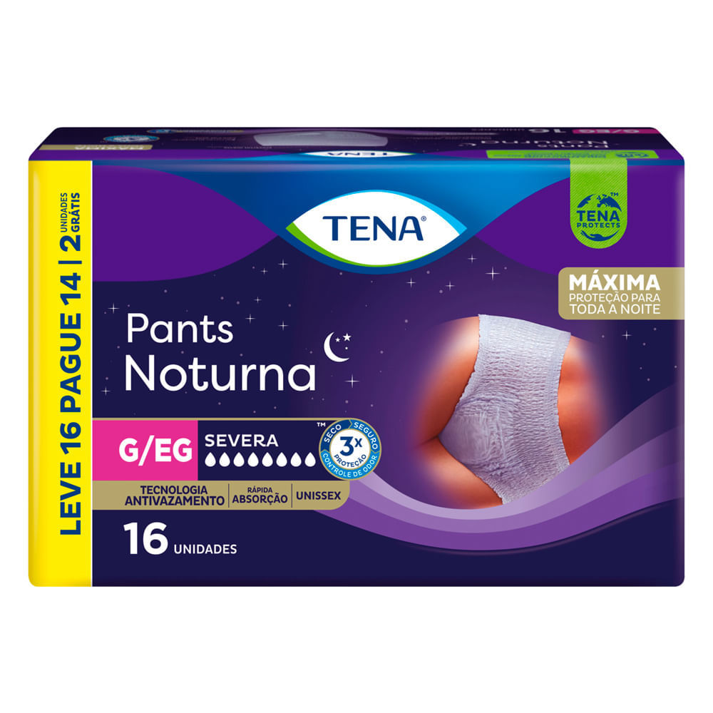 Roupa Íntima Tena Pants Noturna Tamanho G/EG Leve 16 Pague 14 Unidades