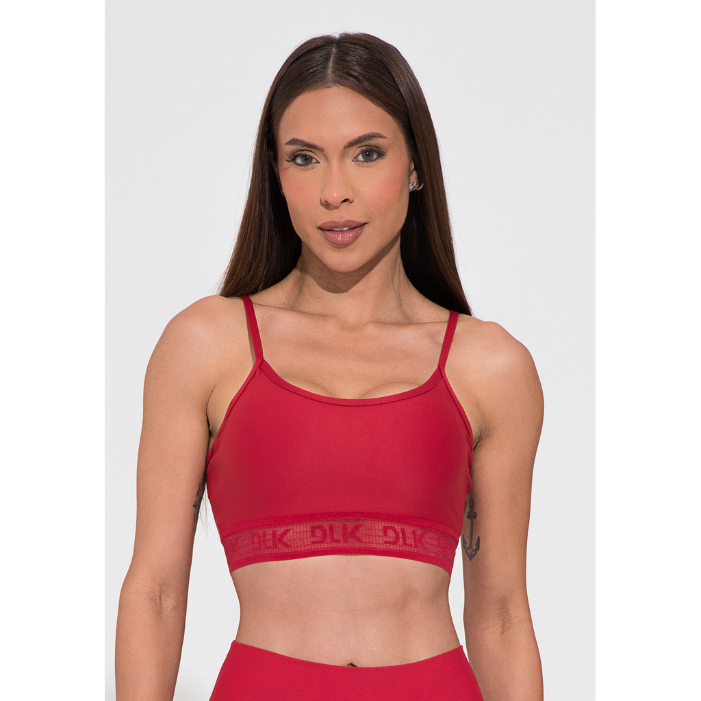 TOP FITNESS FEMININO COM BOJO ELÁSTICO VAZADO ACTION DLK